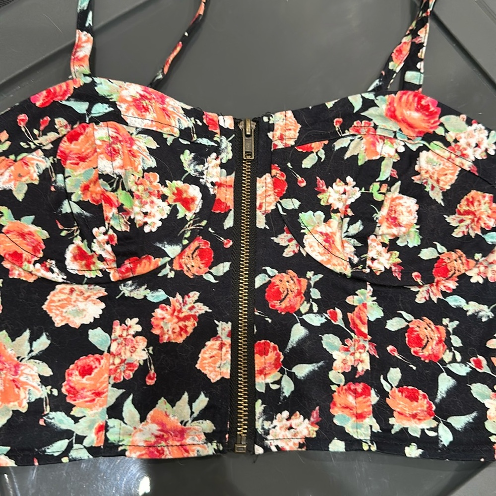 Zip up corset crop top